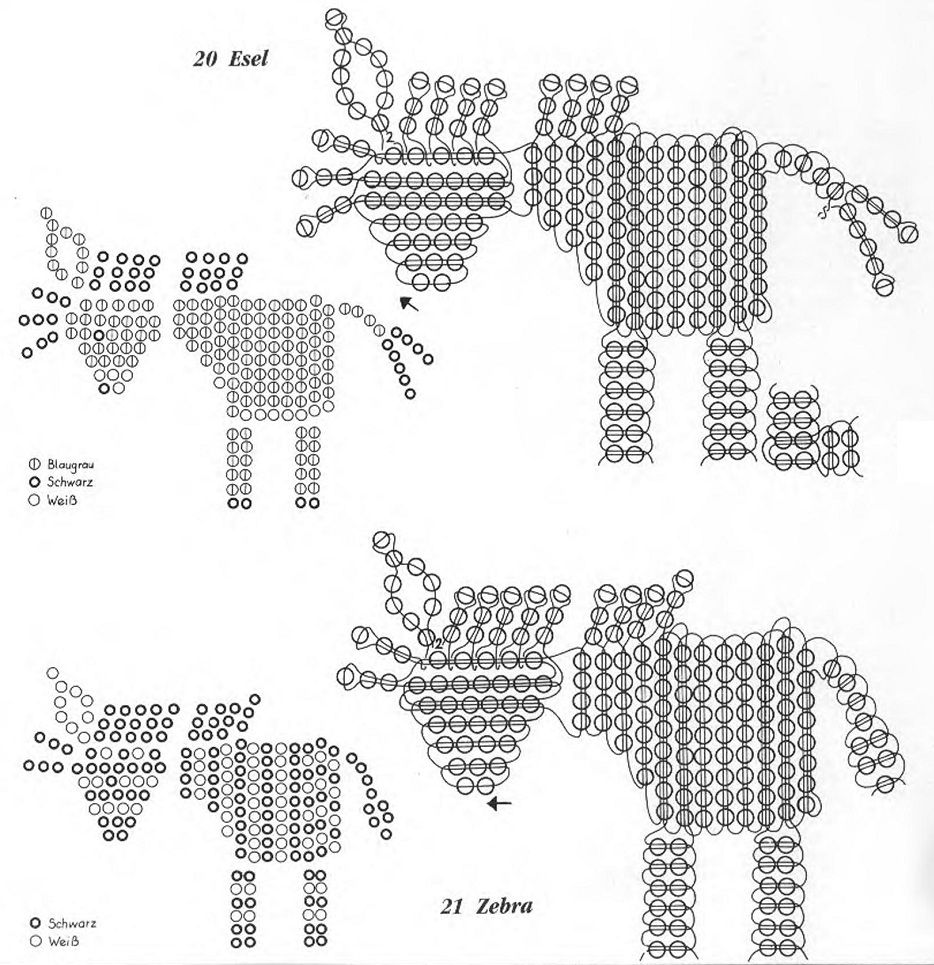 Как из бисера сделать животных схема