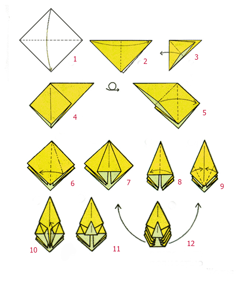 Как сделать тюльпан из бумаги в технике оригами