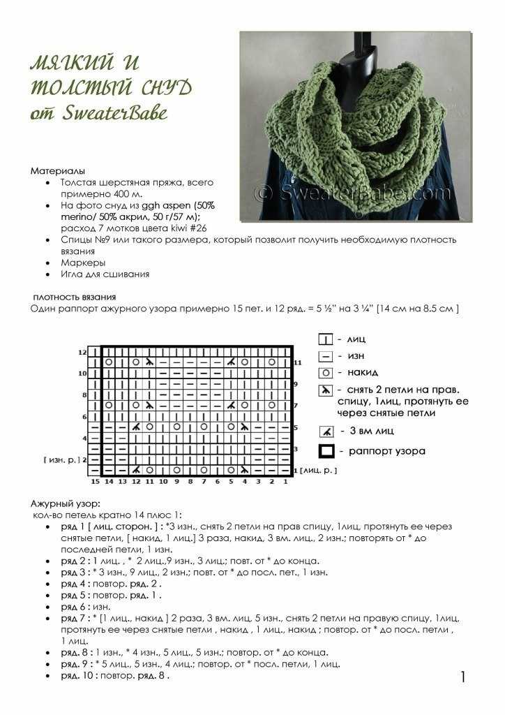 Шарф хомут спицами: схемы и подробное описание вязания шарфа