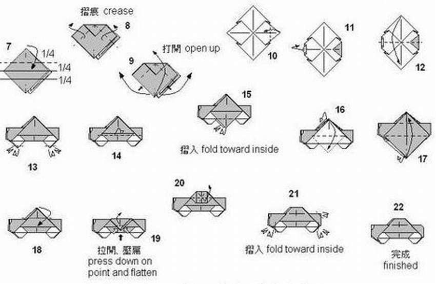 Схема оригами машины из бумаги – выкройки, развертки и схемы модулей для машинок разных видов (155 фото-идей)