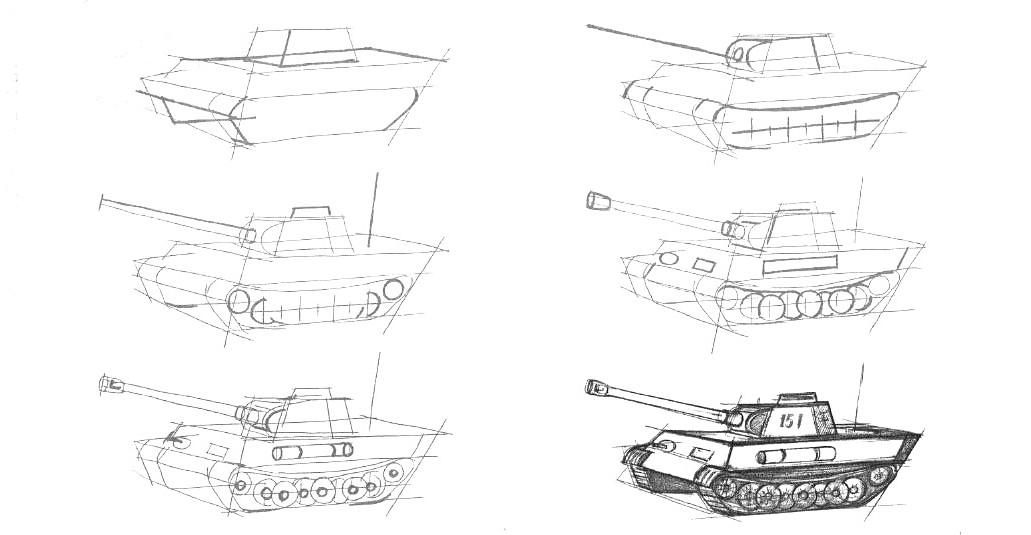 Схемы рисования военной техники для детей поэтапно. как нарисовать военную технику карандашом поэтапно. как нарисовать войну карандашом поэтапно